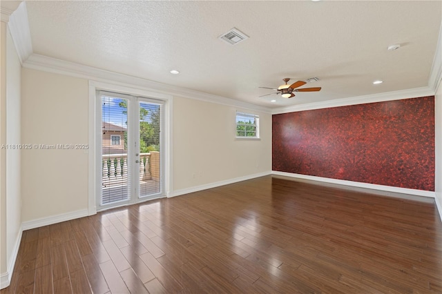 10733 SW 97th Ter, Miami, FL 33176 - unfurnished room featuring healthy amount of natural light, crown molding, a ceiling fan, baseboards, and wood finished floors