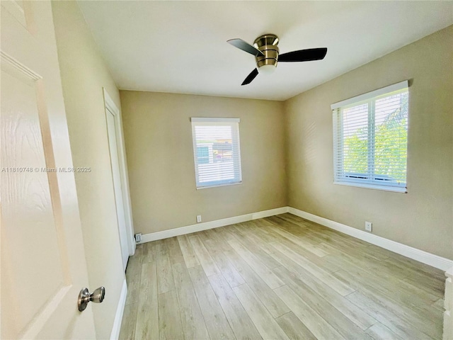 1002 S 27th Ave, Hollywood, FL 33020 - empty room featuring light wood-style flooring, baseboards, and a ceiling fan
