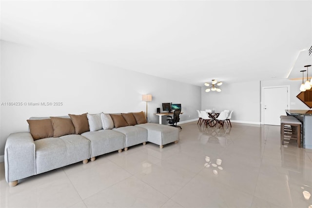 1501 S Ocean Dr Unit 1005, Hollywood, FL 33019 - living room with light tile patterned flooring and baseboards