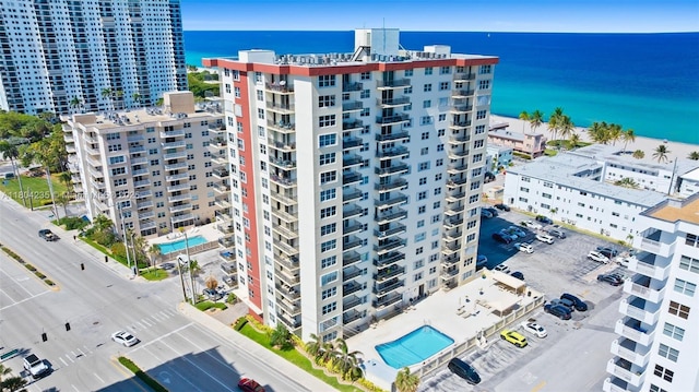 1501 S Ocean Dr Unit 1005, Hollywood, FL 33019 - aerial view of apartment complex / building, a pool area, and a large body of water