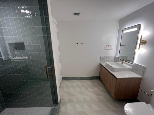 601 NE 1st Ave Unit 3205, Miami, FL 33132 - bathroom with a shower stall, vanity, toilet, and baseboards
