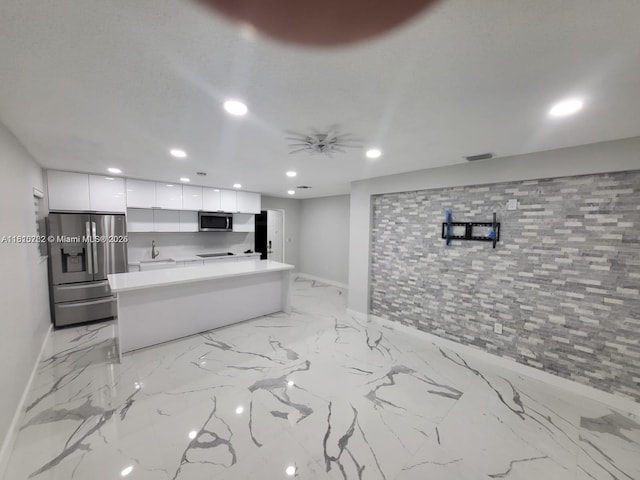 6275 Palm Ave, Hialeah, FL 33012 - full bathroom featuring baseboards, a tub, recessed lighting, marble finish floors, and a sink