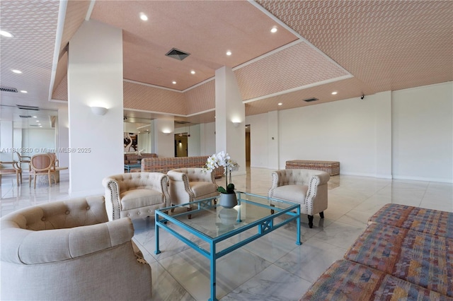 500 Three Islands Blvd Unit 1112, Hallandale Beach, FL 33009 - living area featuring light marble finish floors