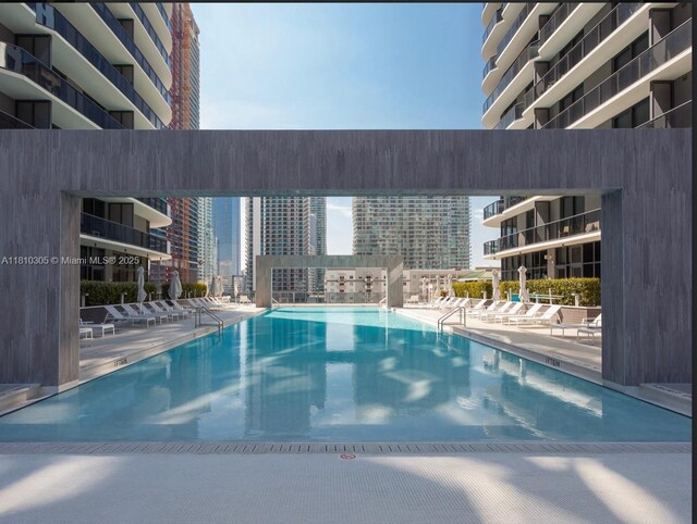 45 SW 9th St Unit 2105, Miami, FL 33130 - community pool with a city view and a patio