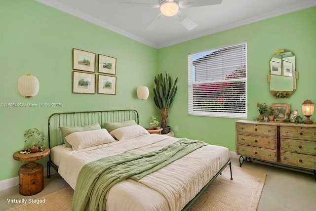 4506 SW 186th Way, Miramar, FL 33029 - bedroom featuring crown molding, carpet, baseboards, and a ceiling fan
