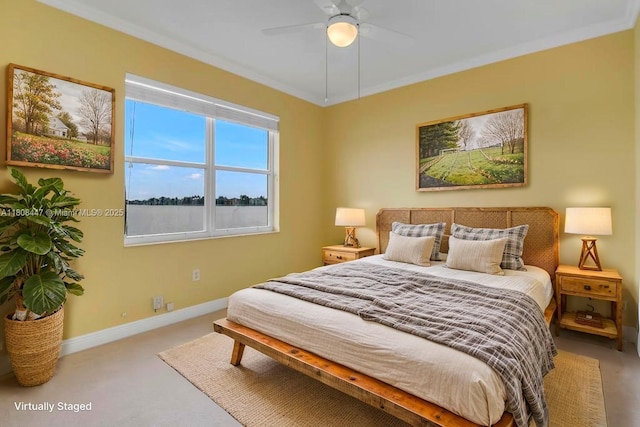 4506 SW 186th Way, Miramar, FL 33029 - bedroom with carpet flooring, baseboards, ceiling fan, and ornamental molding