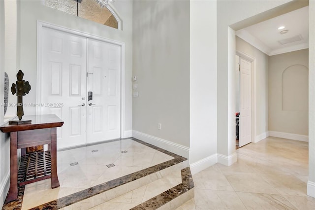 15122 SW 34th St, Davie, FL 33331 - entryway featuring baseboards and crown molding
