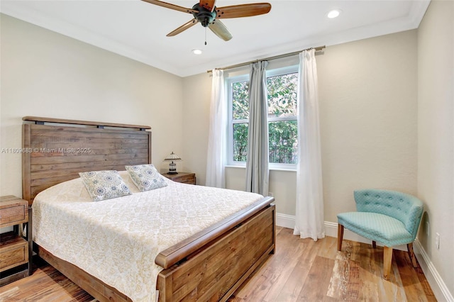 15122 SW 34th St, Davie, FL 33331 - bedroom with light wood-type flooring, baseboards, recessed lighting, and ceiling fan