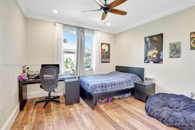 15122 SW 34th St, Davie, FL 33331 - bedroom featuring ornamental molding, wood finished floors, baseboards, recessed lighting, and an office area