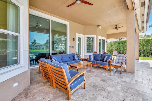 15122 SW 34th St, Davie, FL 33331 - view of patio / terrace featuring ceiling fan and outdoor lounge area