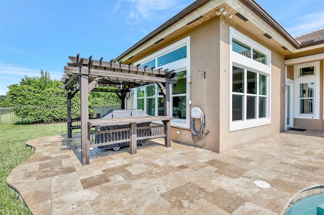 15122 SW 34th St, Davie, FL 33331 - view of patio / terrace featuring a pergola and outdoor dining space