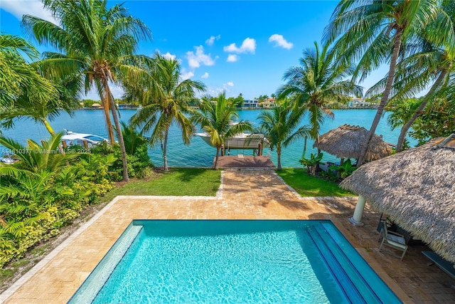 425 N Shore Dr, Miami Beach, FL 33141 - swimming pool with a water view and a gazebo