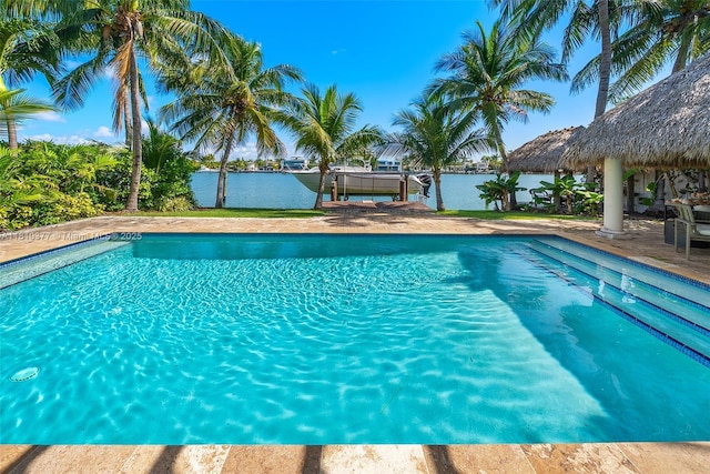 425 N Shore Dr, Miami Beach, FL 33141 - swimming pool with a gazebo and a water view