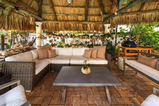 425 N Shore Dr, Miami Beach, FL 33141 - view of patio / terrace with a gazebo and an outdoor hangout area