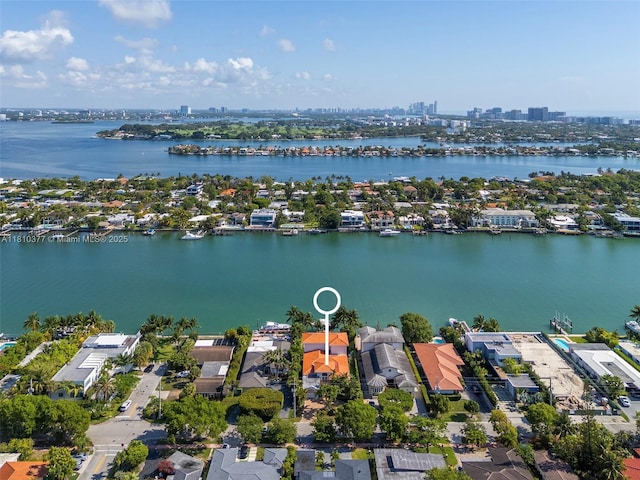 425 N Shore Dr, Miami Beach, FL 33141 - aerial perspective of suburban area featuring city skyline and a nearby body of water