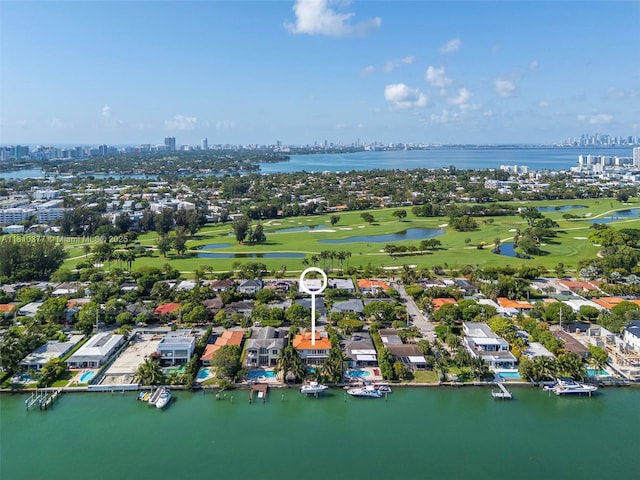 425 N Shore Dr, Miami Beach, FL 33141 - aerial view of a nearby body of water, city skyline, and a golf course