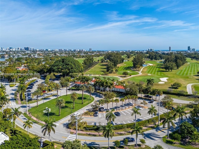 425 N Shore Dr, Miami Beach, FL 33141 - aerial view of property's location with nearby urban area, a golf club, and a large body of water