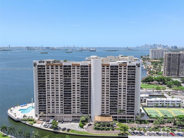 1800 NE 114th St Unit 1102, Miami, FL 33181 - drone / aerial view of skyline and a nearby body of water