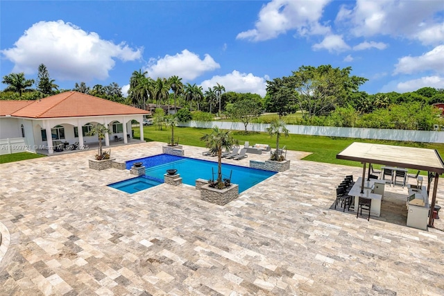 4610 SW 178th Ave, Southwest Ranches, FL 33331 - view of pool featuring a patio area, a water view, and outdoor dining space
