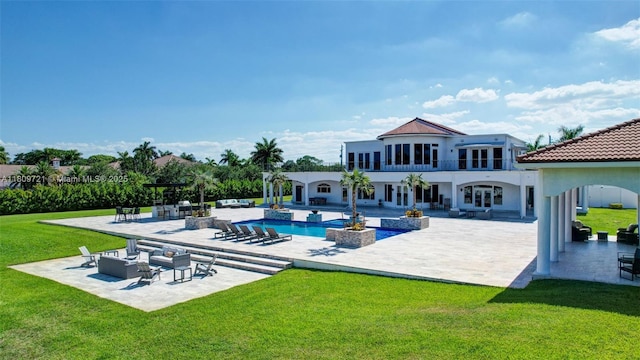 4610 SW 178th Ave, Southwest Ranches, FL 33331 - rear view of property featuring an outdoor living space, a patio, a yard, and an outdoor pool