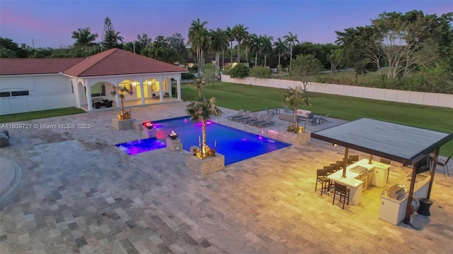 4610 SW 178th Ave, Southwest Ranches, FL 33331 - pool at dusk featuring a patio
