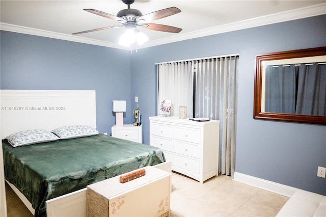 13284 SW 108th St Cir, Miami, FL 33186 - bedroom with crown molding, baseboards, and ceiling fan