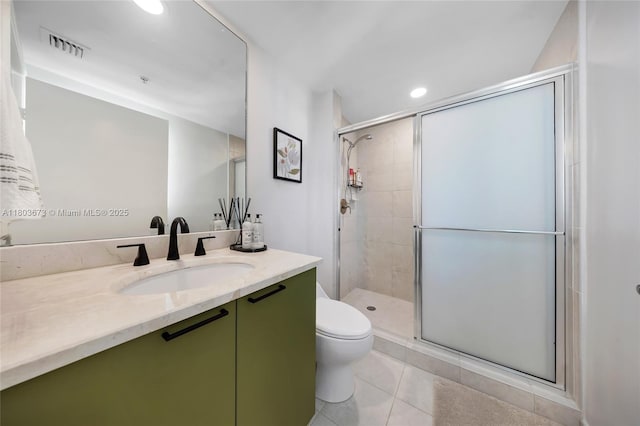14951 Royal Oaks Ln Unit 901, North Miami, FL 33181 - full bath featuring a shower stall, vanity, toilet, tile patterned flooring, and recessed lighting