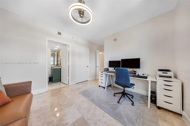 14951 Royal Oaks Ln Unit 901, North Miami, FL 33181 - home office featuring light marble finish floors and baseboards