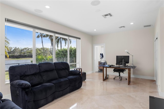 146 Dockside Cir, Weston, FL 33327 - office space with recessed lighting, light marble finish flooring, and baseboards
