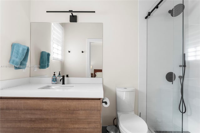 146 Dockside Cir, Weston, FL 33327 - bathroom featuring a stall shower, toilet, and vanity