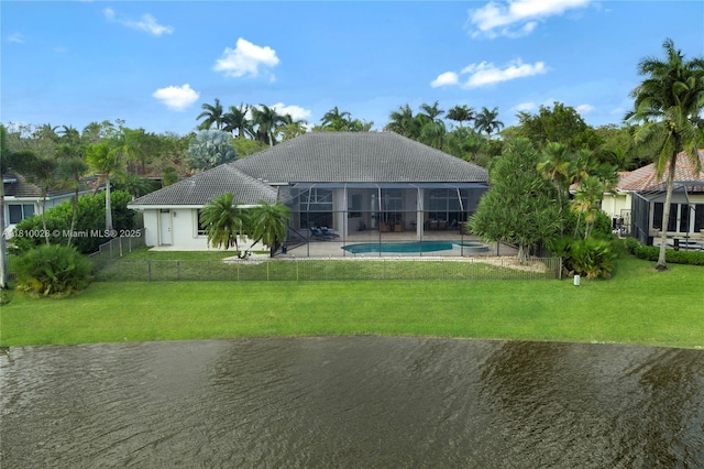 146 Dockside Cir, Weston, FL 33327 - rear view of property with a patio, an outdoor pool, and glass enclosure