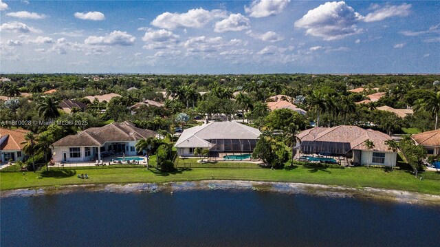 146 Dockside Cir, Weston, FL 33327 - aerial perspective of suburban area with a large body of water