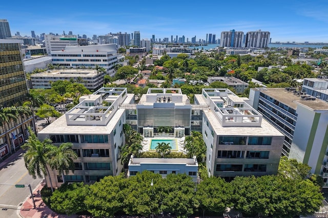 1700 Meridian Ave Unit 304, Miami Beach, FL 33139 - bird's eye view of skyline and a pool area