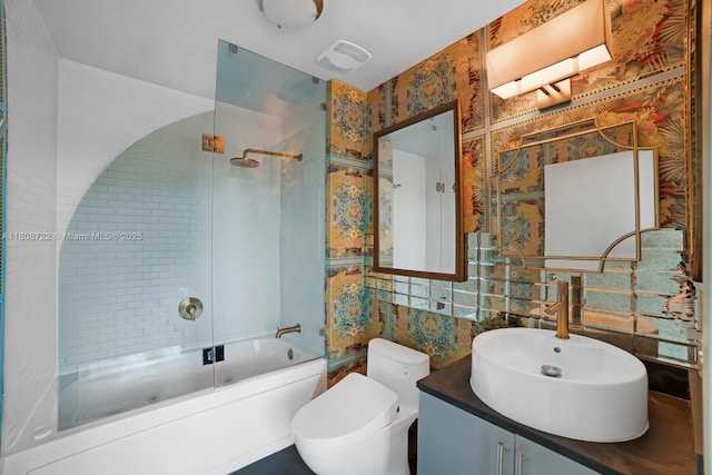 1700 Meridian Ave Unit 304, Miami Beach, FL 33139 - full bath featuring vanity, bath / shower combo with glass door, and toilet