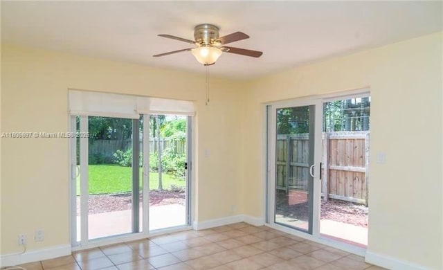 1215-1217 NE 16th Ave, Fort Lauderdale, FL 33304 - unfurnished room featuring ceiling fan, baseboards, and light tile patterned floors