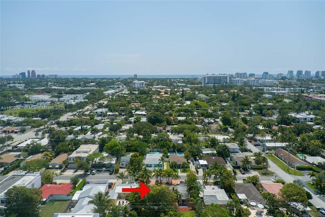 1215-1217 NE 16th Ave, Fort Lauderdale, FL 33304 - aerial overview of property's location featuring skyline
