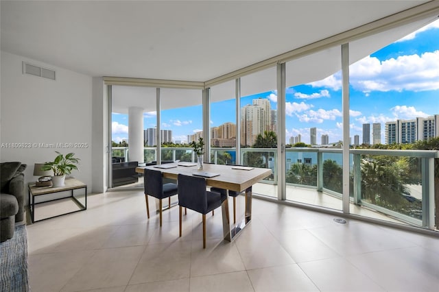 3131 NE 188th St Unit 2-506, Aventura, FL 33180 - tiled dining area with a view of city and expansive windows