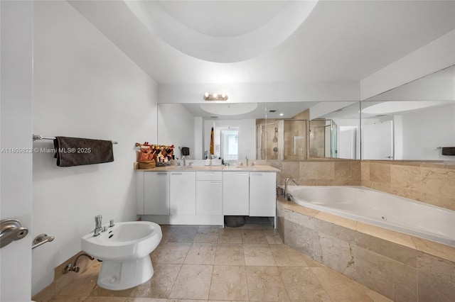 3131 NE 188th St Unit 2-506, Aventura, FL 33180 - full bath with a stall shower, a garden tub, a bidet, and double vanity