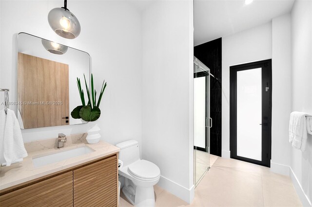 11001 SW 65th Ave, Pinecrest, FL 33156 - bathroom with vanity, a shower stall, and tile patterned flooring