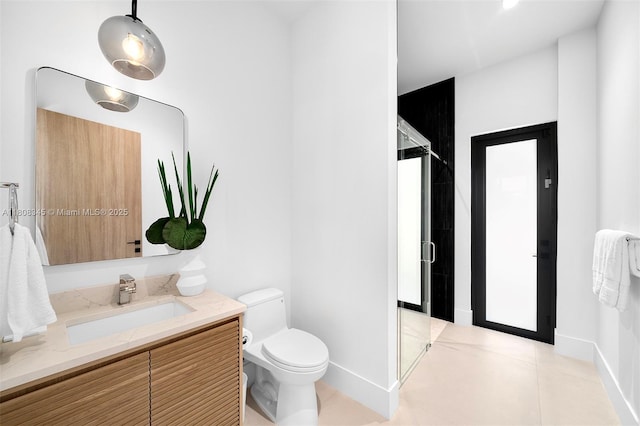 11001 SW 65th Ave, Pinecrest, FL 33156 - full bathroom featuring vanity, toilet, a shower stall, and baseboards
