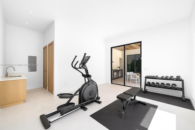 11001 SW 65th Ave, Pinecrest, FL 33156 - exercise room with a sink and recessed lighting