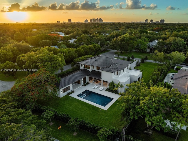 11001 SW 65th Ave, Pinecrest, FL 33156 - aerial view at dusk