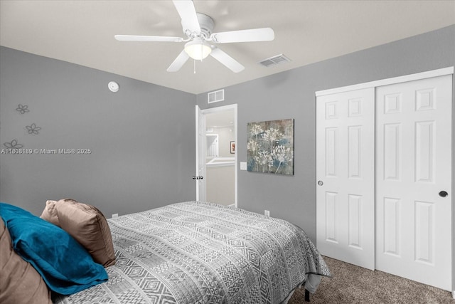 5781 SW 39th St, Ocala, FL 34474 - bedroom featuring carpet, a closet, and a ceiling fan
