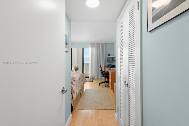 9 Island Ave Unit 505, Miami Beach, FL 33139 - hallway featuring an office area and light wood-type flooring