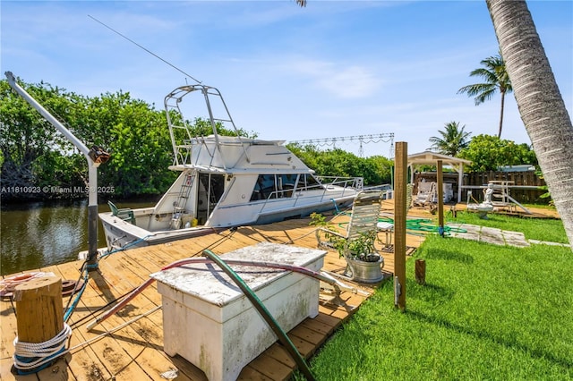 4697 SW 35th Ave, Dania Beach, FL 33312 - dock area featuring a lawn and a water view