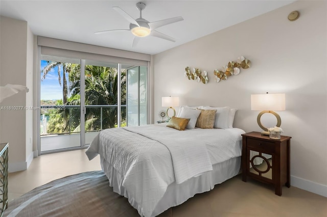 1 N Ocean Blvd Unit 508, Pompano Beach, FL 33062 - bedroom featuring baseboards, access to outside, and a ceiling fan