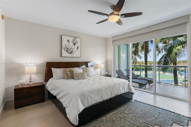 1 N Ocean Blvd Unit 508, Pompano Beach, FL 33062 - tiled bedroom with access to exterior and a ceiling fan