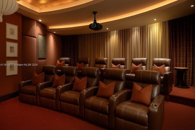 1 N Ocean Blvd Unit 508, Pompano Beach, FL 33062 - carpeted home theater room featuring a tray ceiling