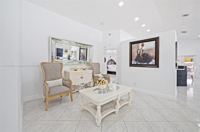 13236 SW 51st St, Miramar, FL 33027 - sitting room featuring baseboards, light tile patterned flooring, and recessed lighting