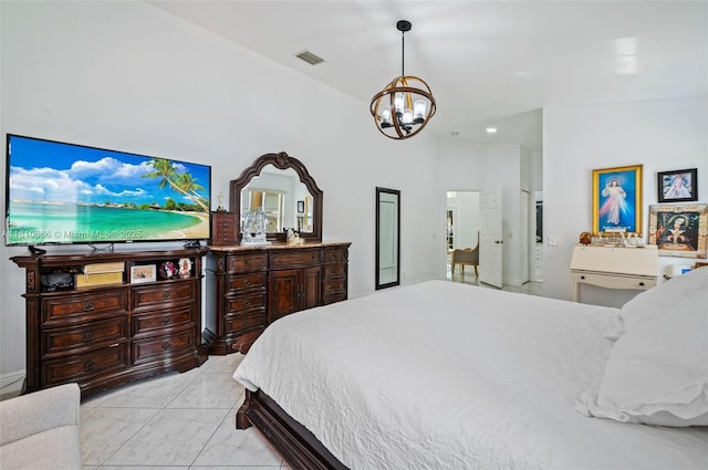 13236 SW 51st St, Miramar, FL 33027 - bedroom with a chandelier and light marble finish flooring